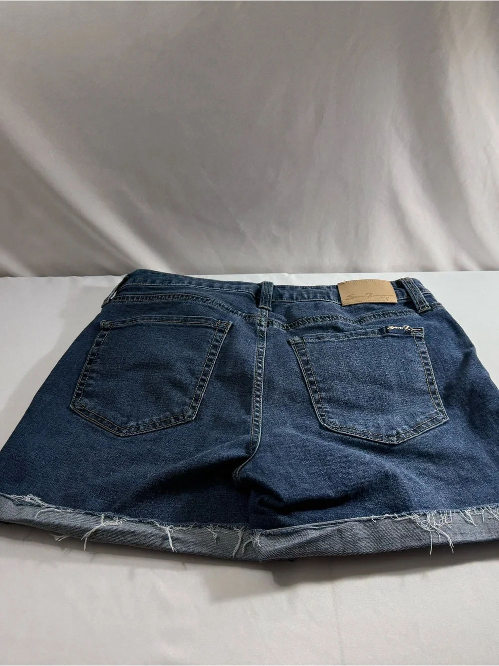 Seven7 Dark‎ Indigo Denim Shorts with Contrast Stitching